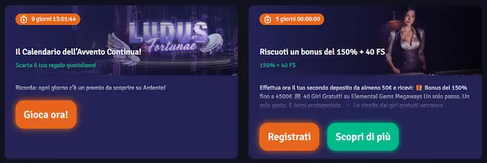 Casino Ardente Italia bonuses